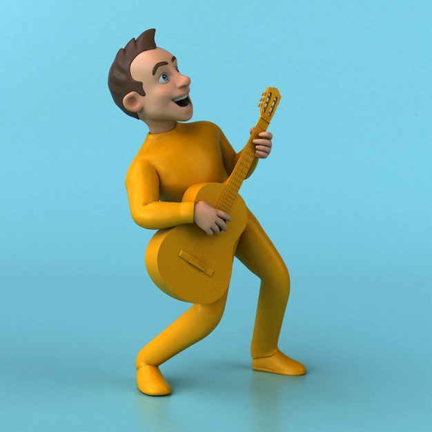 Foto divertente personaggio dei cartoni animati 3d giallo