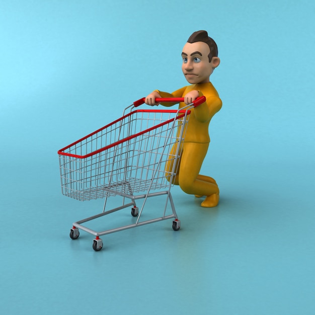 Веселый 3D мультфильм желтый персонаж