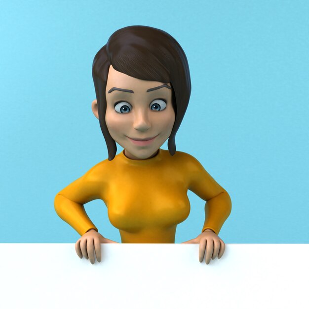 Fun 3D cartoon yellow girl