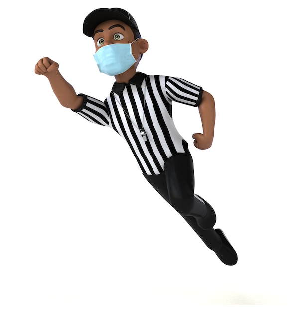 Fun 3D character of a black referee with a mask