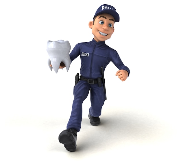 Fun 3D character of a cartoon Police Officer