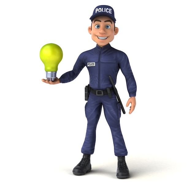 Fun 3D character of a cartoon Police Officer