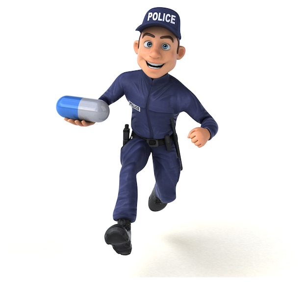 Забавный 3D персонаж мультфильма Полицейский