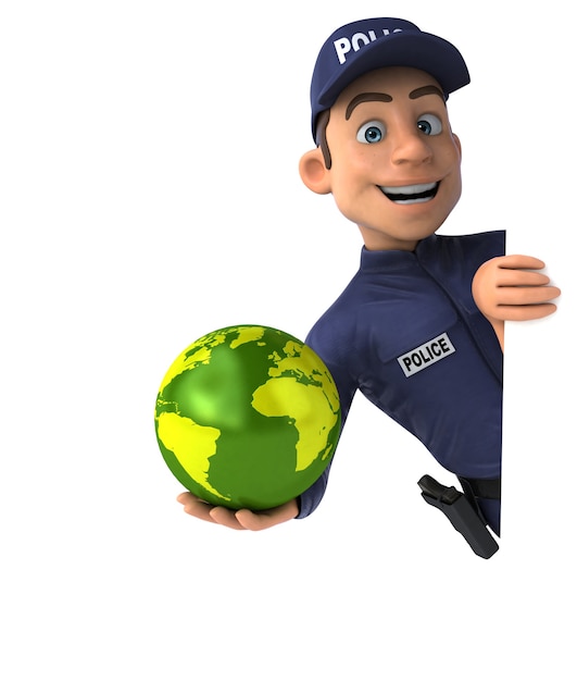 Fun 3D character of a cartoon Police Officer