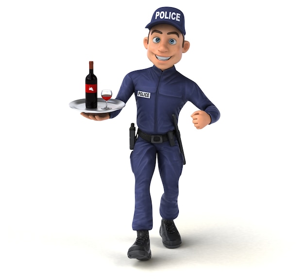 Fun 3D character of a cartoon Police Officer