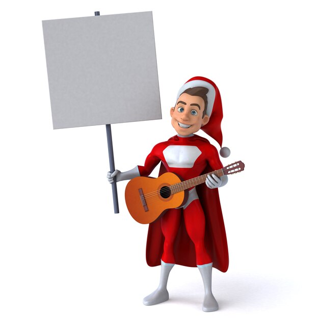 Divertente personaggio 3d di un divertente super babbo natale