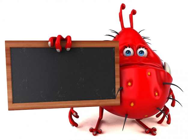 Fun 3D germ bug monster with a chalkboard