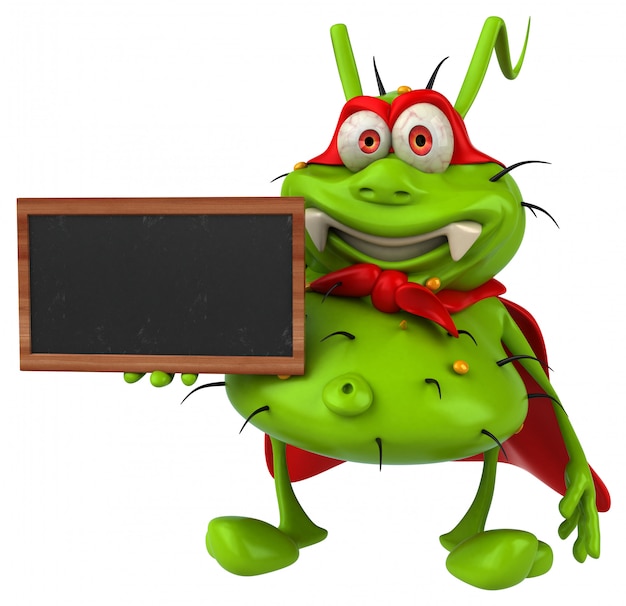 Photo fun 3d germ monster holding a blackboard