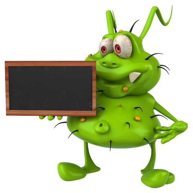 Photo fun 3d germ monster holding a blackboard