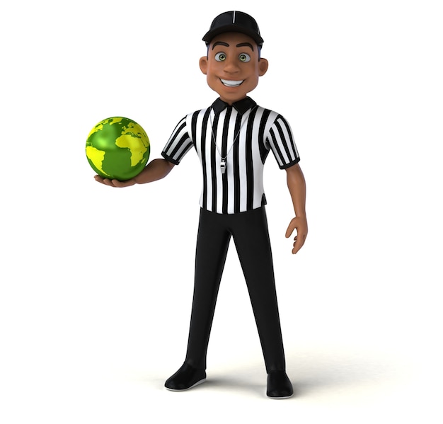 Foto divertente illustrazione 3d di un arbitro americano