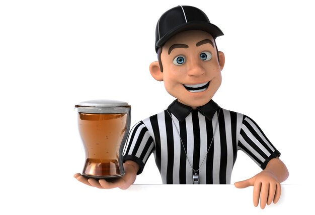 Fun 3D Illustration of an american Referee