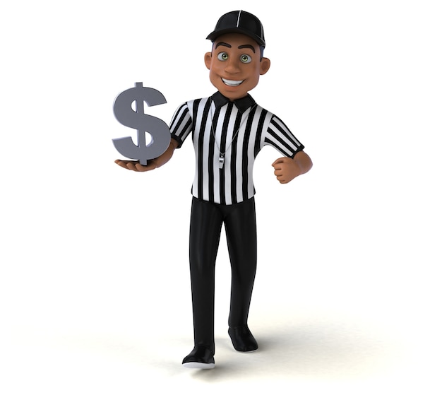 Fun 3D Illustration of an american Referee