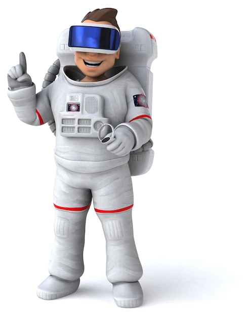 Fun 3D Illustration of an astronaut with a VR Helmet