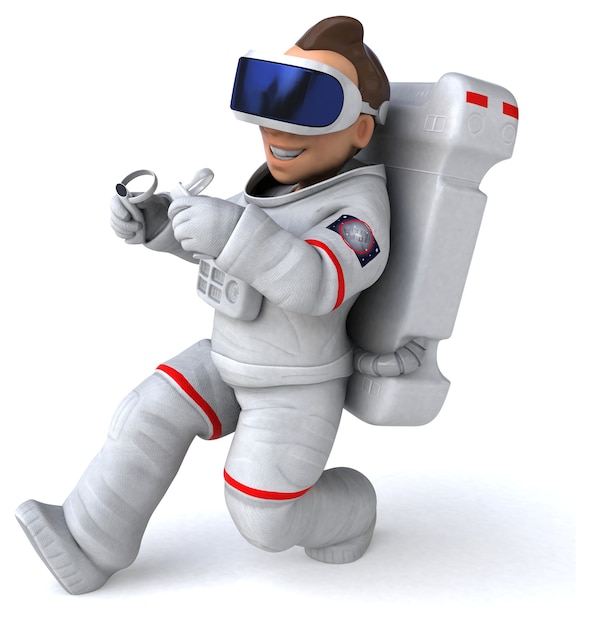 Fun 3D Illustration of an astronaut with a VR Helmet