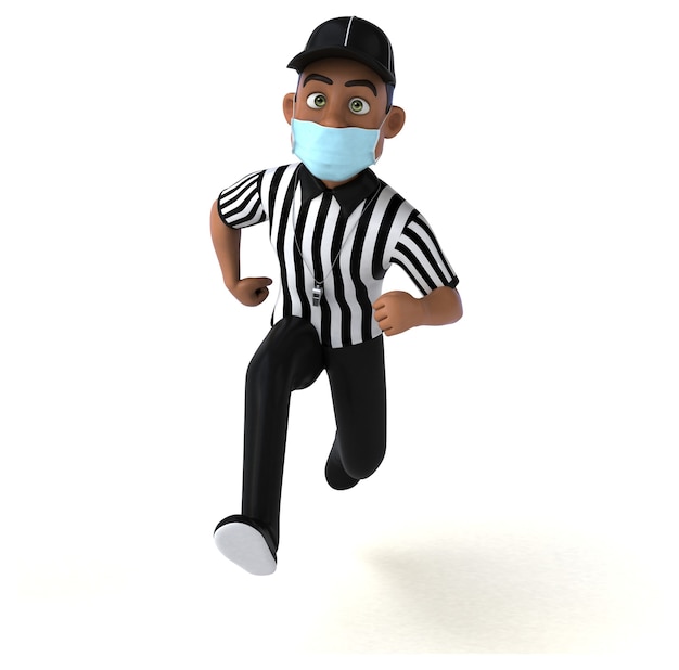 Photo fun 3d illustration of a black referee with a mask