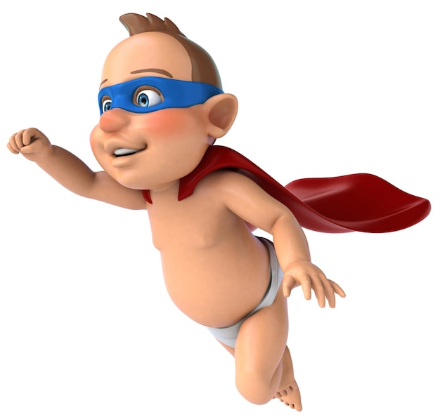 Fun 3D illustration of a cartoon baby