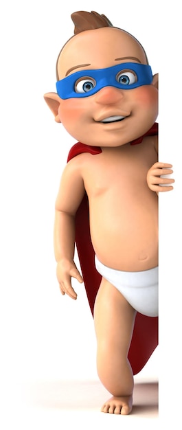 Fun 3D illustration of a cartoon baby