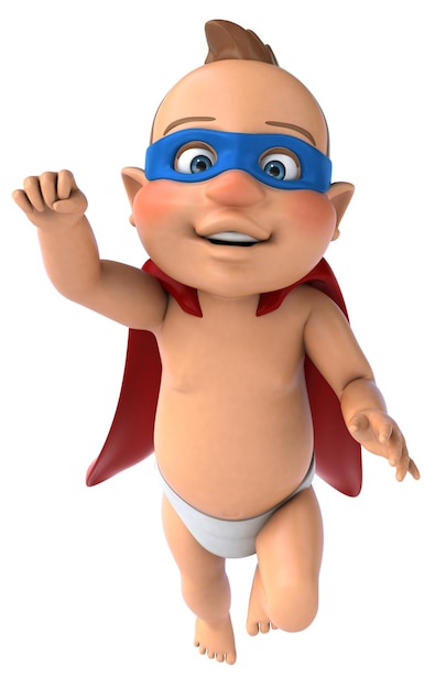 Fun 3D illustration of a cartoon baby