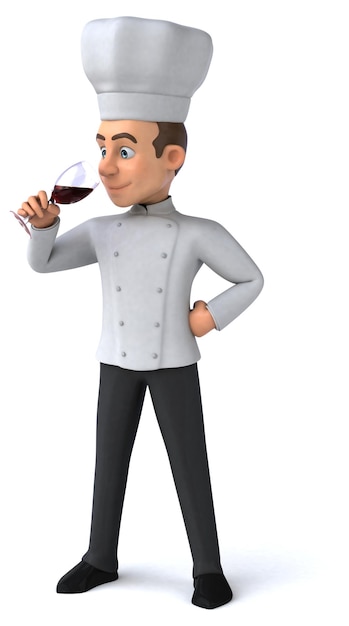 Fun 3D illustration of a cartoon chef