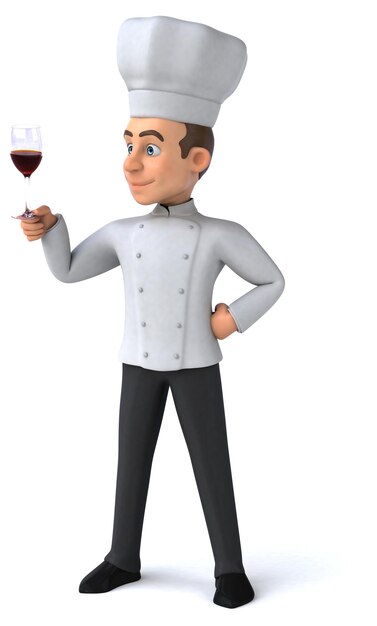 Fun 3D illustration of a cartoon chef