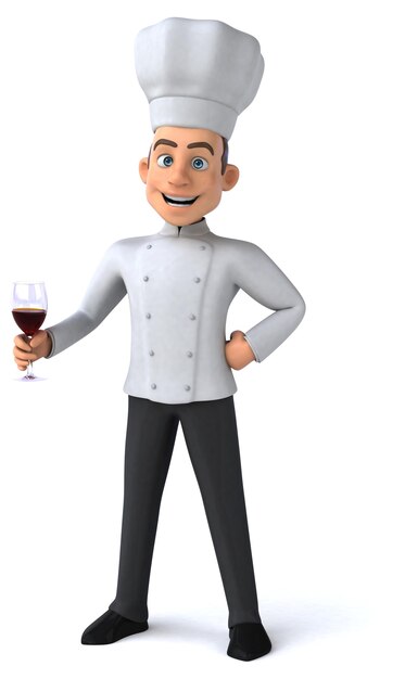 Divertente illustrazione 3d di un cartone animato chef