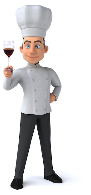 Fun 3D illustration of a cartoon chef