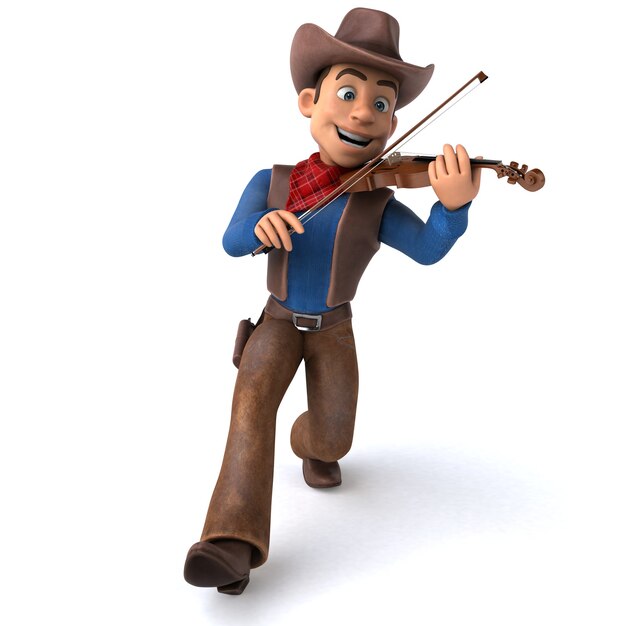 Fun 3D illustration of a cartoon cowboy