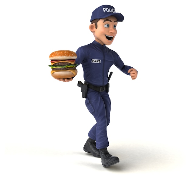 Fun 3D illustration of a cartoon Police Officer