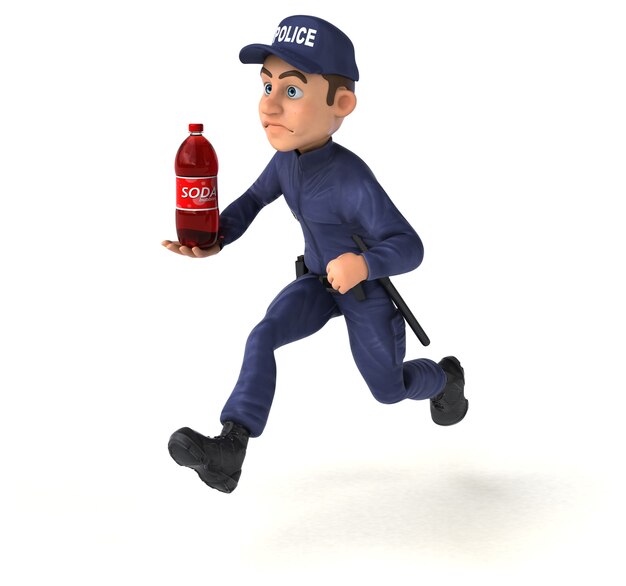 Fun 3D illustration of a cartoon Police Officer