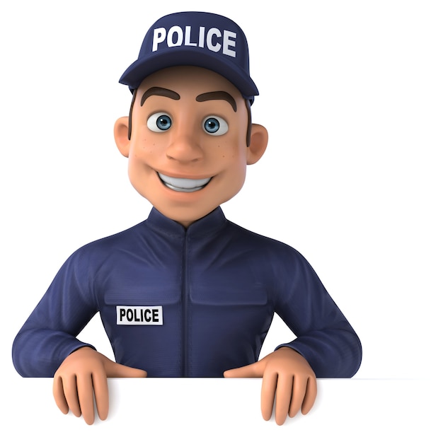 Fun 3D illustration of a cartoon Police Officer