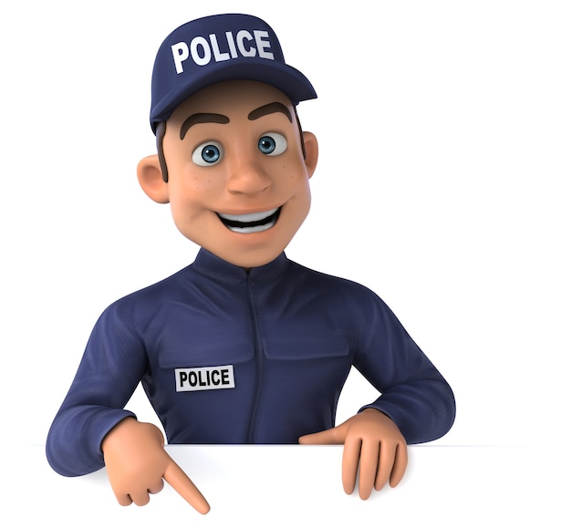 Fun 3D illustration of a cartoon Police Officer