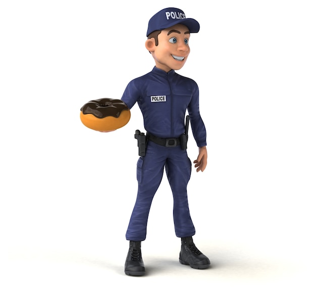 Fun 3D illustration of a cartoon Police Officer