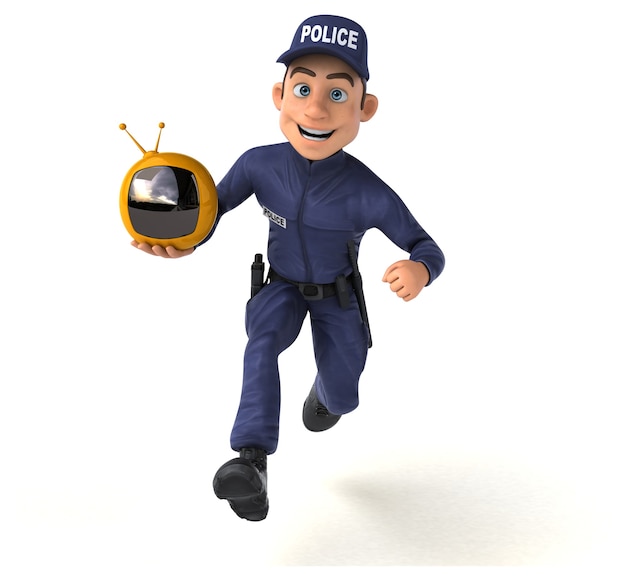 Fun 3D illustration of a cartoon Police Officer