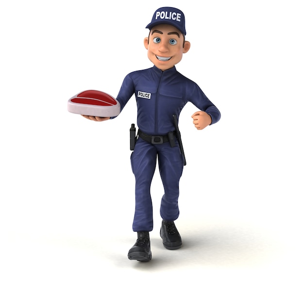 Fun 3D illustration of a cartoon Police Officer