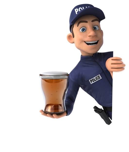 Photo fun 3d illustration of a cartoon police officer