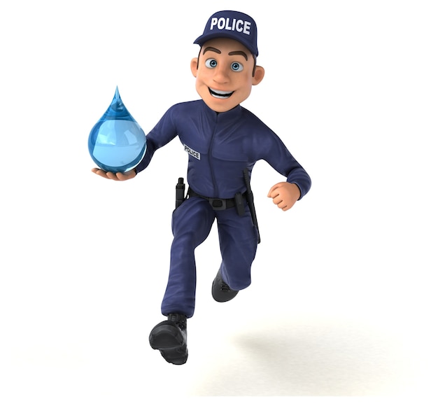 Fun 3D illustration of a cartoon Police Officer