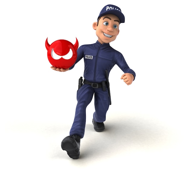 Fun 3D illustration of a cartoon Police Officer