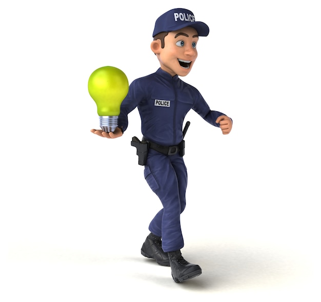 Fun 3D illustration of a cartoon Police Officer