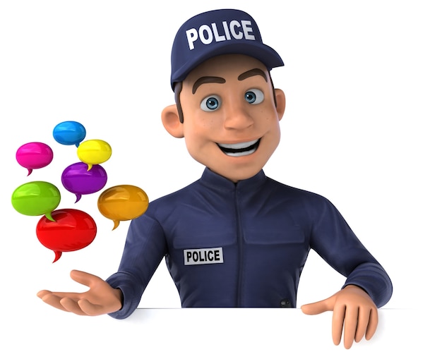 漫画の警察官の楽しい3Dイラスト