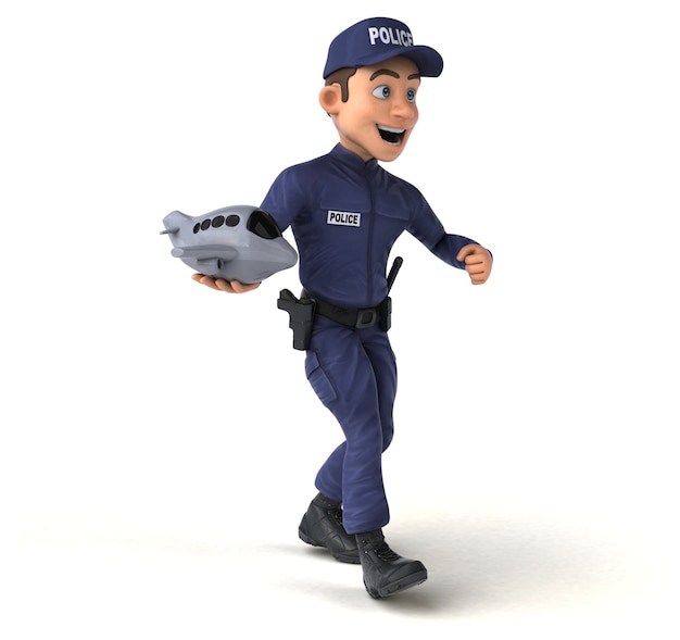 Fun 3D illustration of a cartoon Police Officer