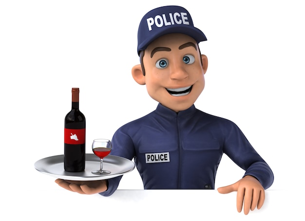 만화 경찰관의 재미있는 3D 일러스트