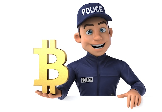 Fun 3D illustration of a cartoon Police Officer