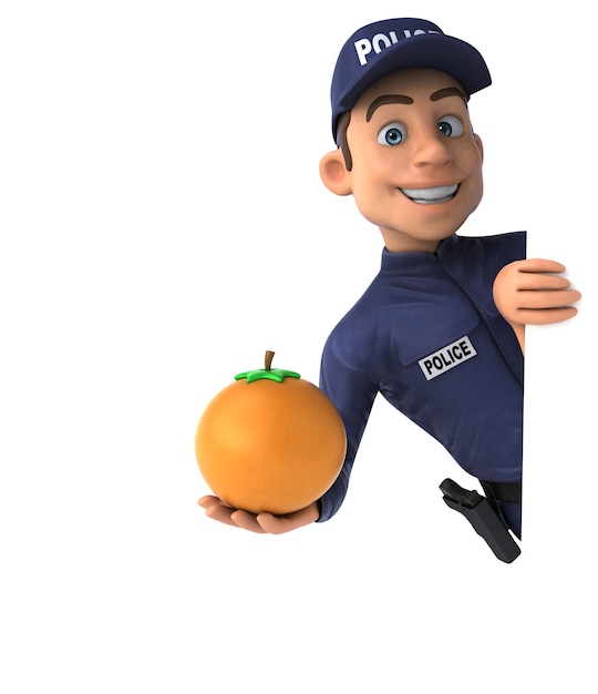 Fun 3D illustration of a cartoon Police Officer