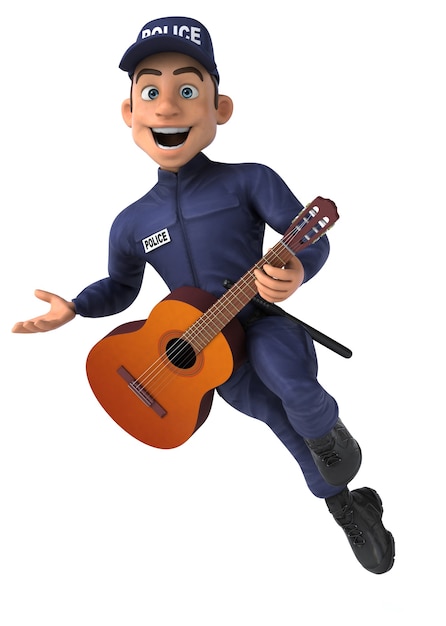 Fun 3D illustration of a cartoon Police Officer