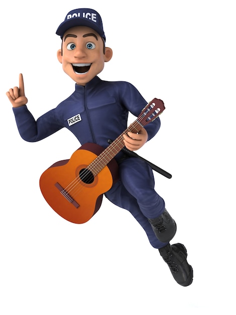 Fun 3D illustration of a cartoon Police Officer