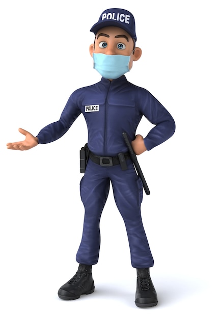 Fun 3D illustration of a cartoon Police Officer