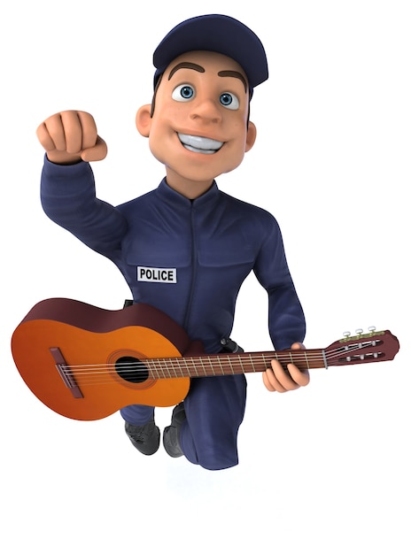 Fun 3D illustration of a cartoon Police Officer