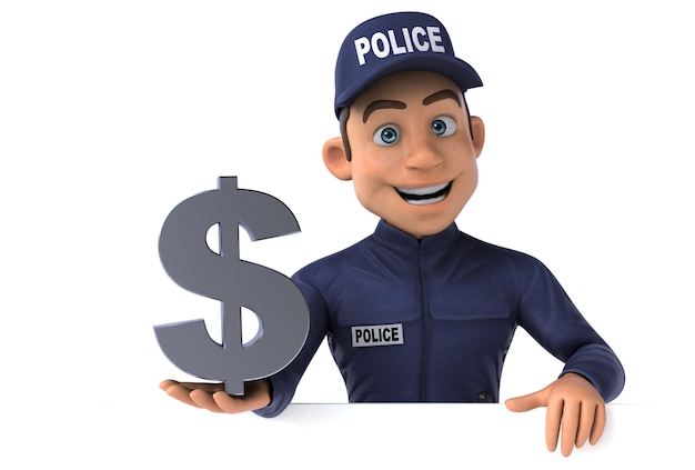 Fun 3D illustration of a cartoon Police Officer