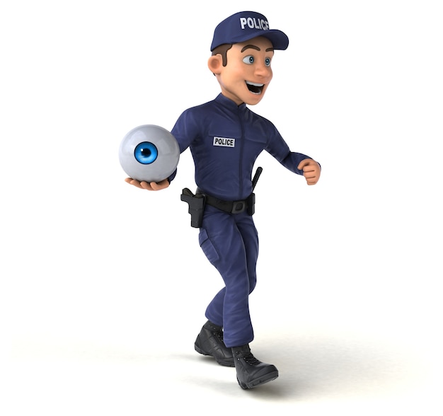 Fun 3D illustration of a cartoon Police Officer