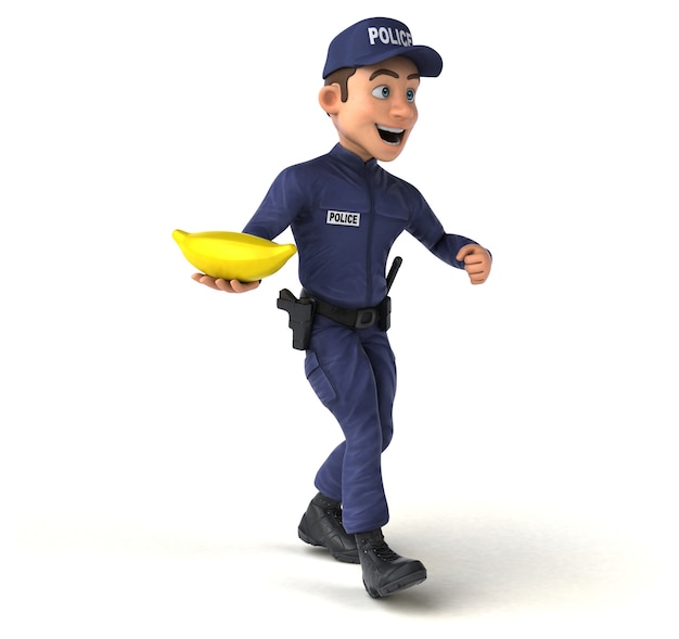 Fun 3D illustration of a cartoon Police Officer